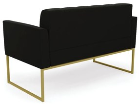 Sofá Namoradeira Elisa Suede Base Metálica Industrial Dourado - D'Rossi - Preto