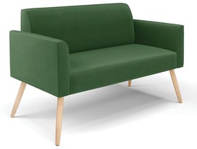 Sofá Namoradeira Pés Palito Natural Marisa Suede Verde D03 - DRossi