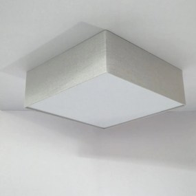 Lustre Plafon Sobrepor Quadrado Vivare CQF5015CZ Cúpula em Tecido Cor Cinza 50x50x15cm