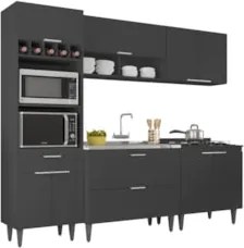 Armário de Cozinha CP05 Com Pia 100cm Pérola Z34 Preto      - Mpozenat