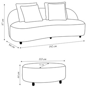 Sofá Living Sala de Estar Rocca 192cm com Puff Pés Madeira Linho Rústico Verde Musgo G92 - Gran Belo