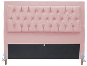 Cabeceira Cama Box King 195cm Paris Capitonê Suede Rosa - Sheep Estofados - Rosa