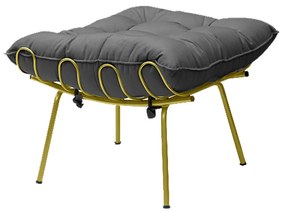 Puff Decorativo Sala de Estar Abel Pés Dourado Suede Cinza G41 - Gran Belo