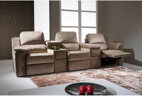 Sofá 3 Lugares Articulado / Reclinável - Concept 2077 Suede Bege