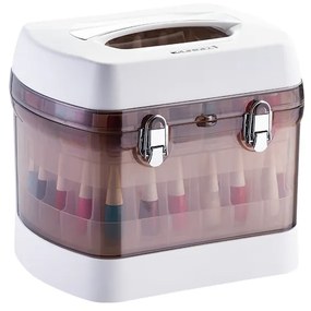 Maleta P/ 68 Esmaltes Profissional C/ Porta Acetona Branca - Dompel