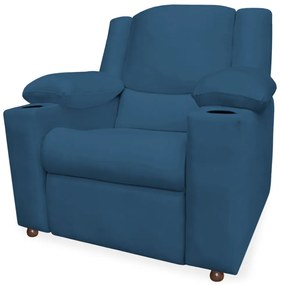 Poltrona Papai Manchester Reclinável Veludo Azul Marinho