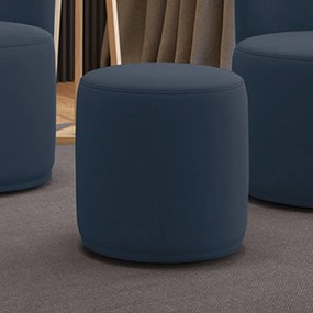 Puff Redondo Orgânico para Sala Malu Suede M11 - D'Rossi - Azul Marinho