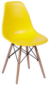 Cadeira Eames Eiffel Base Madeira - Amarelo