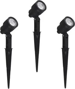 Kit 3 Espetos Led Abs Preto Fosco 6w 3000k Ip65 Yamamura