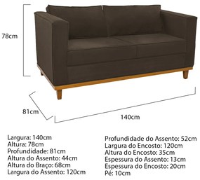 Kit Sofá 2 Lugares e Poltrona Europa Suede Marrom ADJ Decor