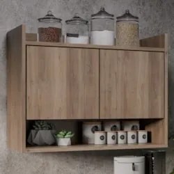 Armário de Cozinha Aéreo 71cm 2 Portas 1 Nicho Ceci Z34 Freijó - Mpoze