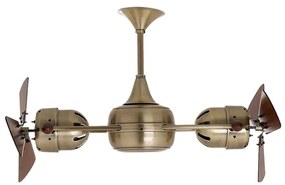 Ventilador De Teto Aco Madeira Ouro Velho Mini Duplo