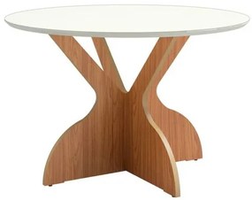 Mesa Jantar Juventude TM12M Redonda cor Off White e Freijo 115 cm - 70023 Sun House