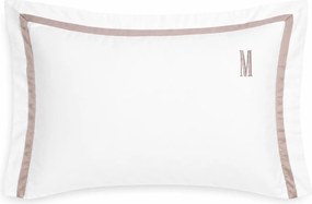 Fronha Trussardi 300 Fios Cetim 100% Algodão Egípcio Vercelli  50x70 - Branco e Nocciola