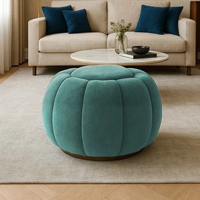 Puff Redondo Orgânico para Sala Cloud Bouclê E03 - D'Rossi - Azul Turquesa