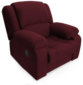 Poltrona Decorativa Magnum Reclinável Manual Suede Bordô