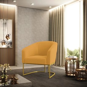 Poltrona Decorativa Industrial Dourado Stella Bouclê D03 - D'Rossi - Mostarda