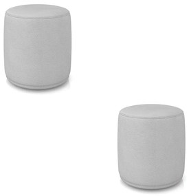 Puff Redondo Orgânico para Sala kit 2 Malu Sintético M11 - D'Rossi - Cinza