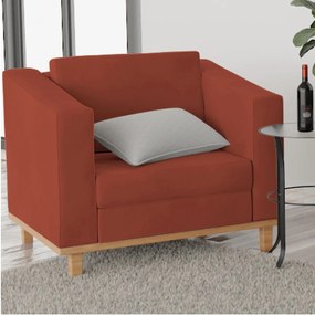 Poltrona Decorativa Europa Suede Terracota ADJ Decor