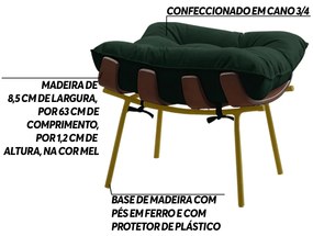 Puff Decorativo Sala de Estar Abel Base de Madeira Dourado Suede Verde G41 - Gran Belo