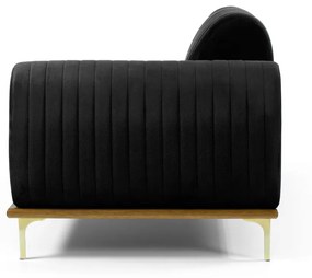 Sofá 3 Lugares Lisboa D07 com Chaise Esquerda 230cm Veludo Preto - D'Rossi