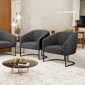 Cadeira Sala de Jantar Industrial Preto Kit 2 Stella Bouclê D03 - D'Rossi - Grafite