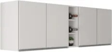 Armário de Cozinha Aéreo Califórnia 180cm Kit 2 com Nicho Adega Branco