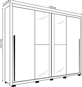 Guarda Roupa Lorian 245cm 2 Portas de Correr com Espelhos e 4 Gavetas em MDF Freijo/OffWhite G11 - Gran Belo