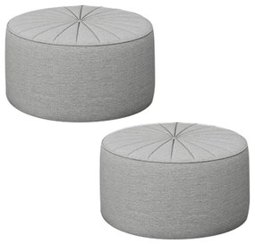 Kit 2 Puffs Decorativos Sala De Estar Round Linho Cinza G45 - Gran Belo