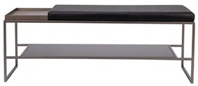 Banco Eros Assento Corino Preto Base em Aço Fendi 120cm - 77093 Sun House