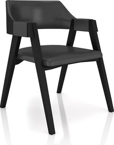 Kit 4 Cadeiras Sala de Jantar e Jogos Carteados Madeira Maciça Poker PU Grafite/Preto G42 - Gran Belo