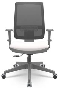 Cadeira Brizza Diretor Grafite Tela Preta Assento Vinil Eco Branco Base RelaxPlax Piramidal - 66305 Sun House