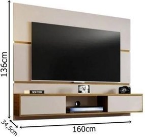 Painel para TV Âmbar Off White com Cinamomo - Móveis Bechara