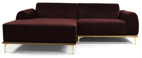 Sofá 3 Lugares Lisboa D07 com Chaise Esquerda 230cm Veludo Bordô - D'Rossi