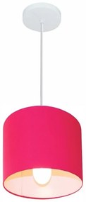 Lustre Pendente Cilíndrico Md-4046 Cúpula em Tecido 18x18cm Rosa Pink - Bivolt