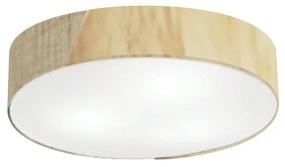 Plafon Luminária de teto decorativa para casa, Md-3076 nórdicas em tecido e madeira 3 lâmpadas com difusor em poliestireno - Rustico-Bege