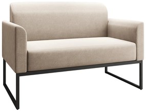 Sofá Namoradeira com 2 Poltronas Base Industrial Preto Marisa Linho - A27 Areia