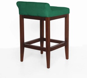 Banqueta Alta Lotus Base Madeira Maciça Estofada Suede Verde Bandeira
