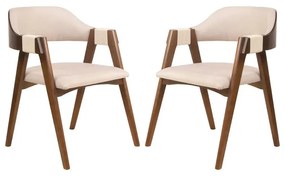 Conjunto 2 Cadeiras de Jantar Ottawa Cappuccino Linho Off White