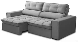 Sofá Retrátil Reclinável 3 Lugares 180cm Blanches F05 Veludo Prata - M