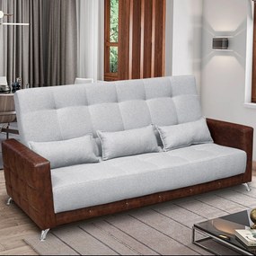 Sofá-Cama 2,00 m 3 Lugares Luxury - Linho Cinza Compose Whisky