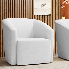 Poltrona Decorativa Base Giratória Stella Max Linho Cinza D03 - D'Rossi