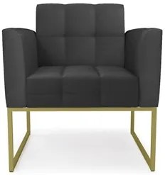 Sofá Namoradeira e 1 Poltrona Base Industrial Dourado Ana Sintético Pr