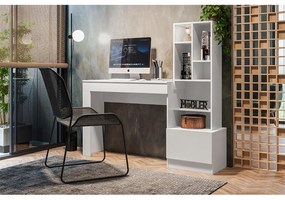 Mesa Escrivaninha com Livreiro 1 Gaveta Nina Branca - Mobler - Branco