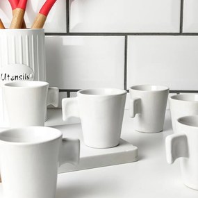 Cj. de Mini Canecas de Cerâmica (6 Peças) - Branco