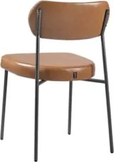 Cadeira Jantar Estofada Pé Metal Preto Kit 4 Lavy Sintético Amarula S0