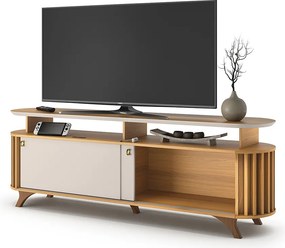 Bancada Decorativa Alba 1.8 Ripada para TV até 70 Polegadas Cinamomo/Off White G26 - Hb Móveis