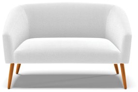 Sofá 2 Lugares Namoradeira Pé Palito Castanho Stella Bouclê Off White D03 - D'Rossi