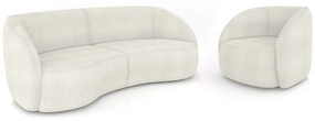 Conjunto Sofá Sala de Estar Bipartido 240cm e Poltrona Clarke Bouclê OffWhite G45 - Gran Belo