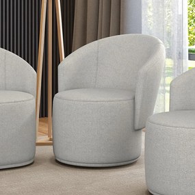 Poltrona Decorativa Orgânica Fixa para Sala Malu Linho M11 - D'Rossi - Cinza